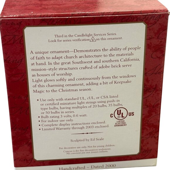 Hallmark Keepsake Ornament Adobe Church Candlelight Services Lighted Magic Colle - Picture 2 of 2